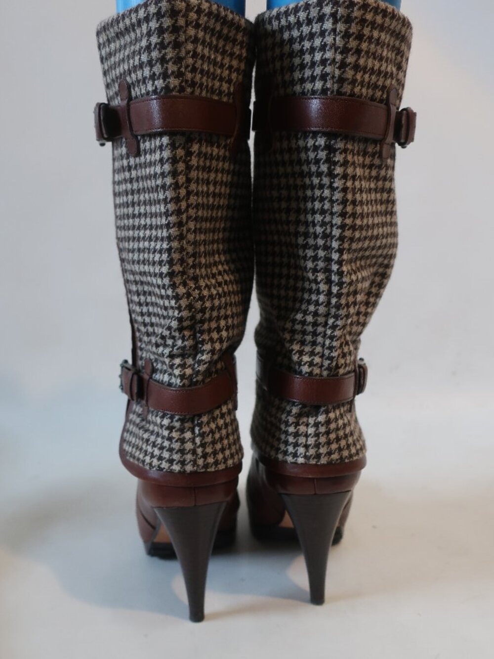 Womens Cole Haan x Nike Air Kennedy Brown Houndstooth Wool Leather Boots 9.5​ - Picture 9 of 13